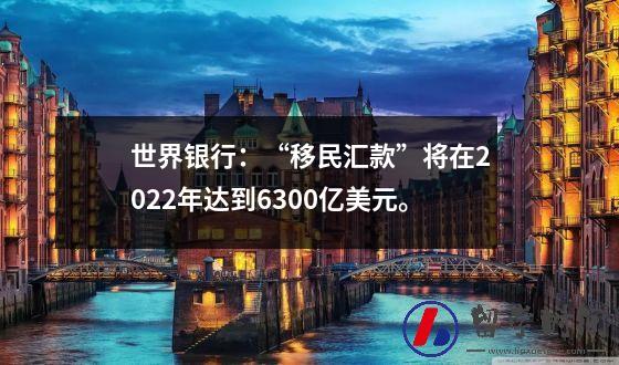 世界银行：“移民汇款”将在2022年达到6300亿美元。