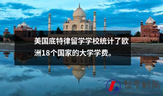 美国底特律留学学校统计了欧洲18个国家的大学学费。
